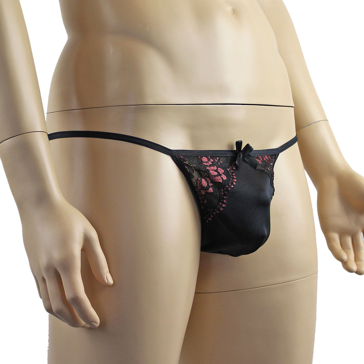 Mens Luxury Stretch G string with Lace Piece Front (black plus other colours)