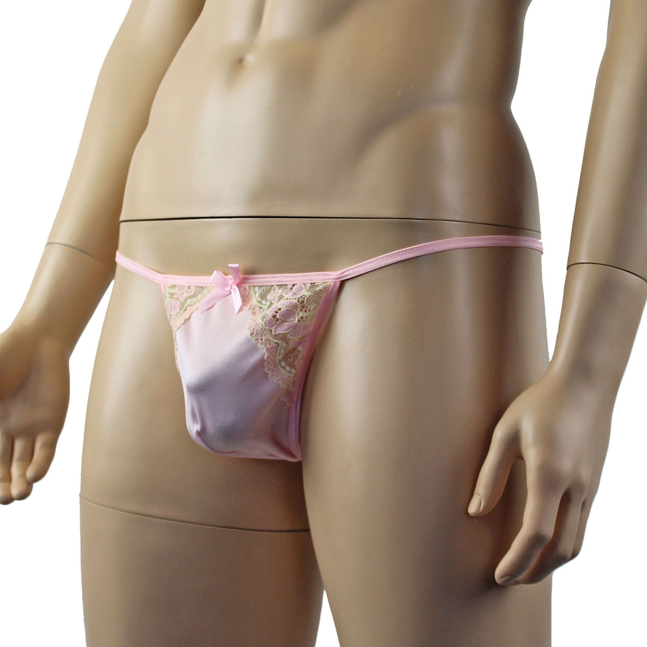 Mens Luxury Stretch G string with Lace Piece Front (pink plus other colours)