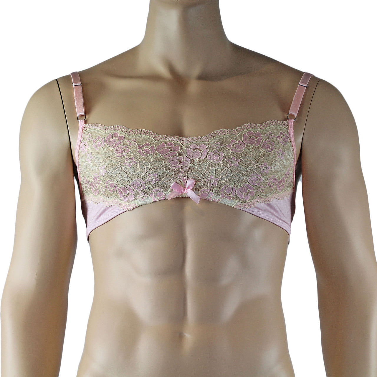 Mens Luxury Camisole and Bikini Brief with Garters & Stockings (pink plus other colours)