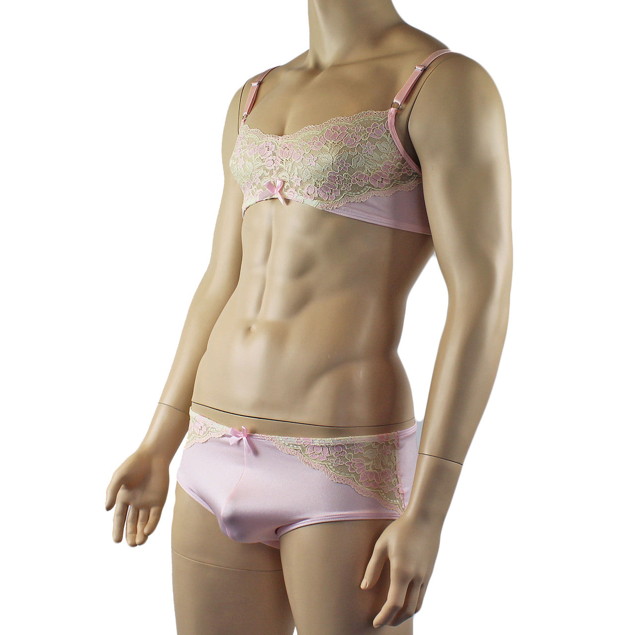 Mens Luxury Bra Top and Bikini Brief (pink plus other colours)