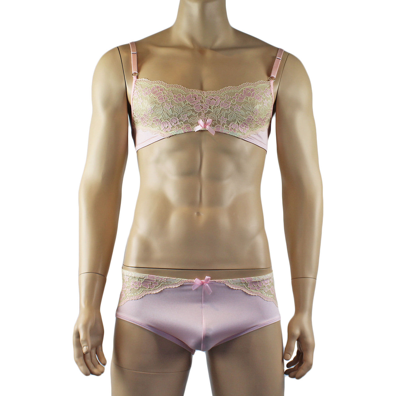 Mens Luxury Bra Top and Bikini Brief (pink plus other colours)