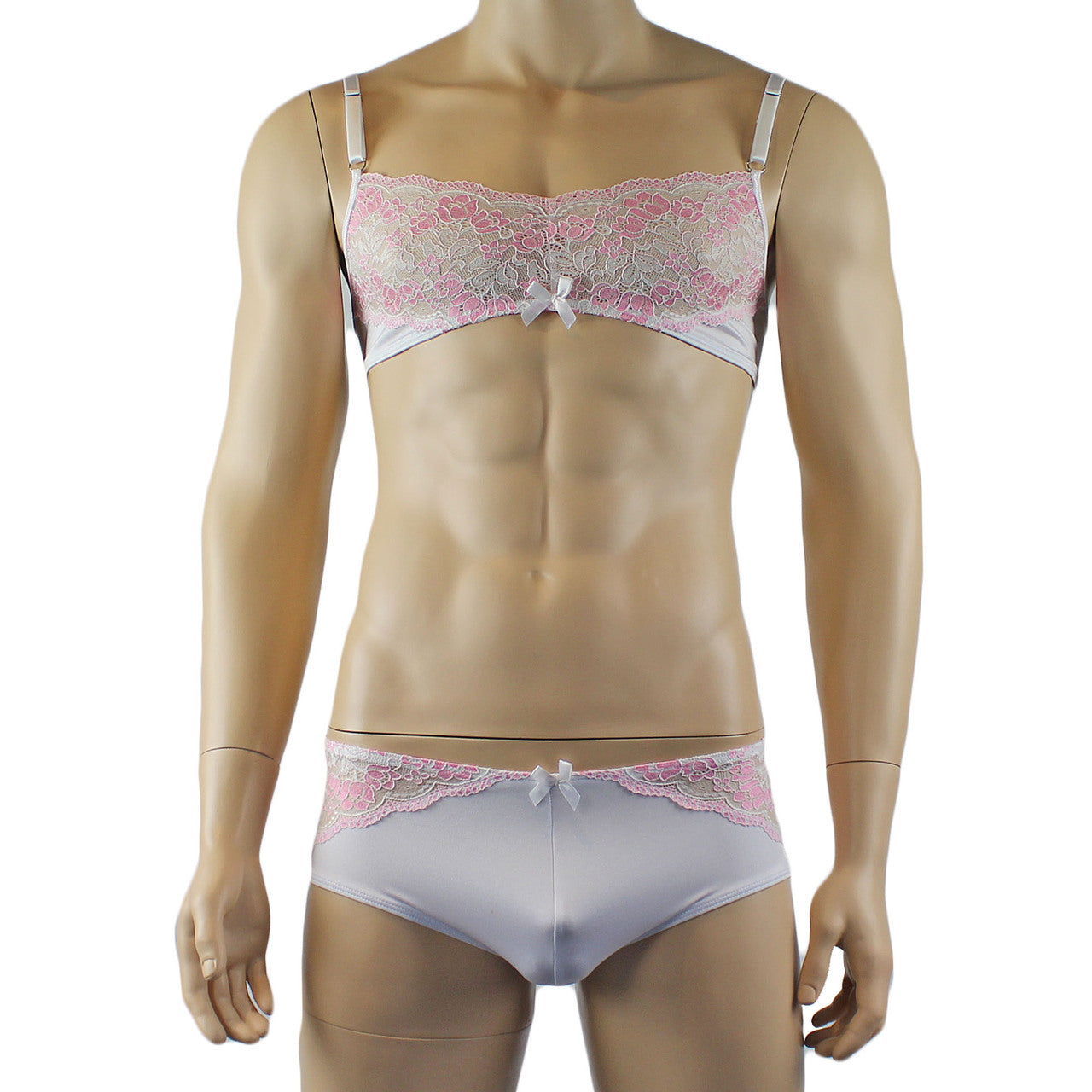 Mens Luxury Bra Top and Boxer Briefs (white plus other colours)