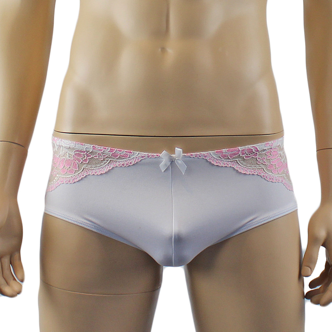 Mens Luxury Mini Bikini Brief with Detachable Garters and Stockings  (white plus other colours