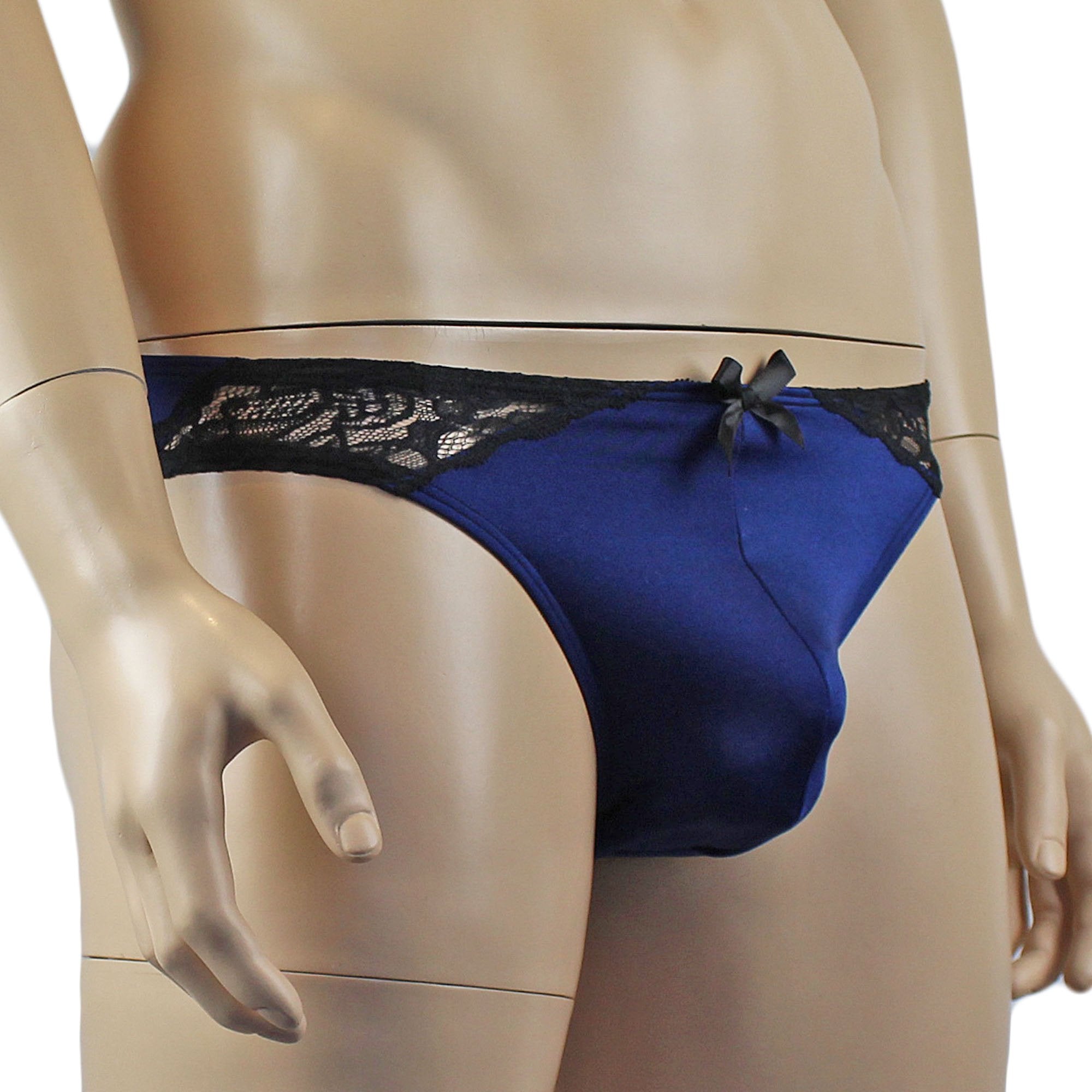 Mens Glamour Spandex Bikini Brief Panty Navy & Black