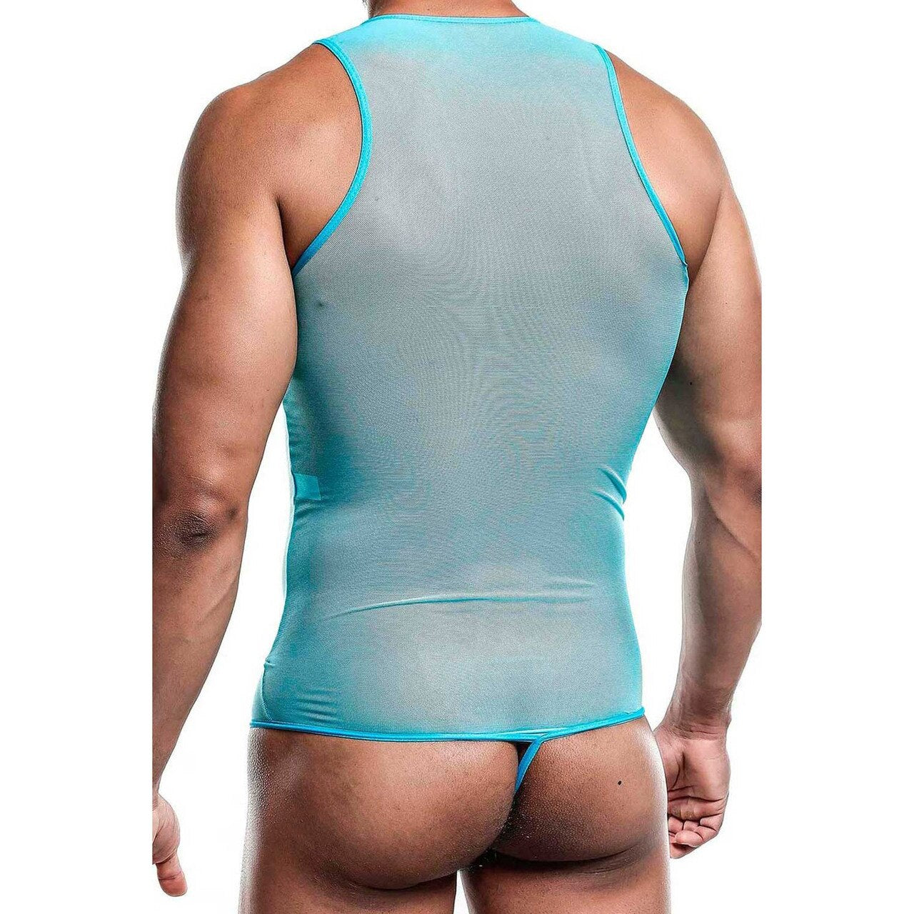 Mens All Over Sheer Bodysuit Turquoise