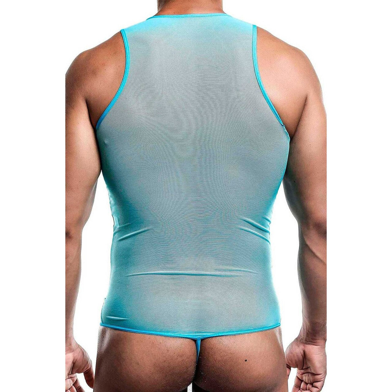 Mens All Over Sheer Bodysuit Turquoise