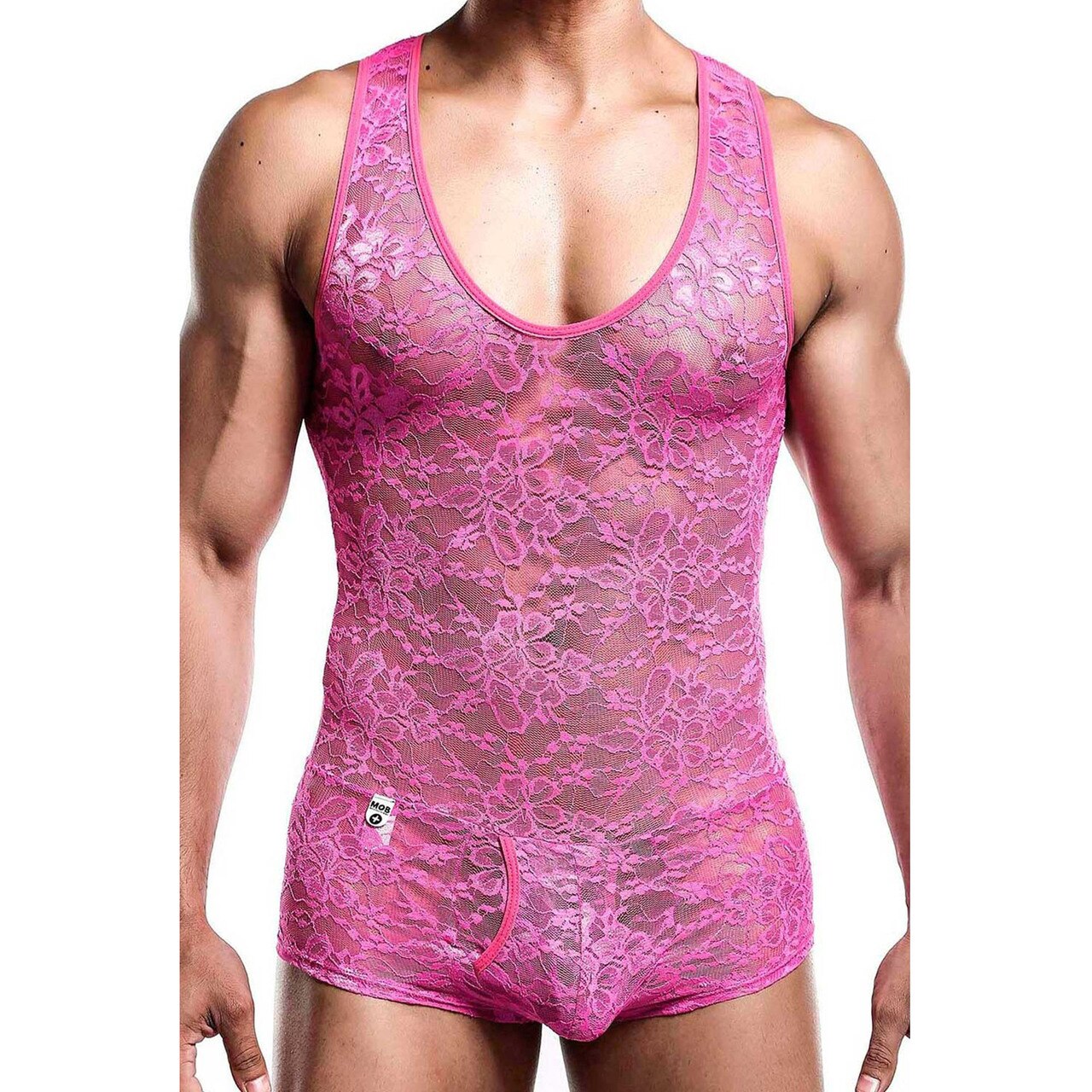 SALE - Male Basics Mens Lace Bodysuit Pink