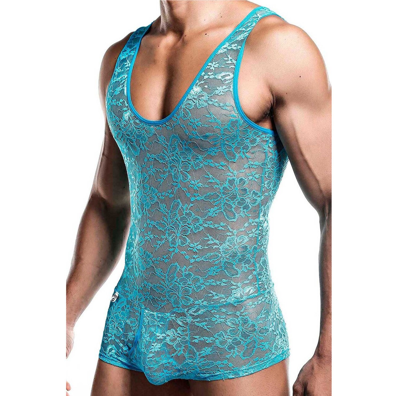 Male Basics Mens Lace Bodysuit Turquoise