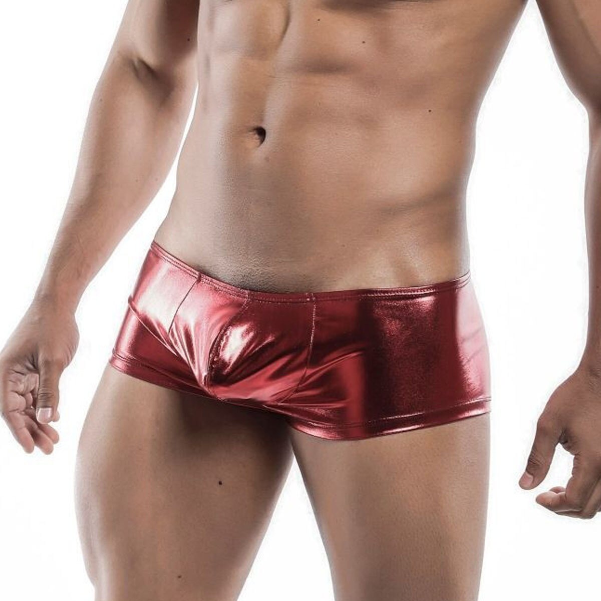 Malebasic Mens Metallic Shorts Red