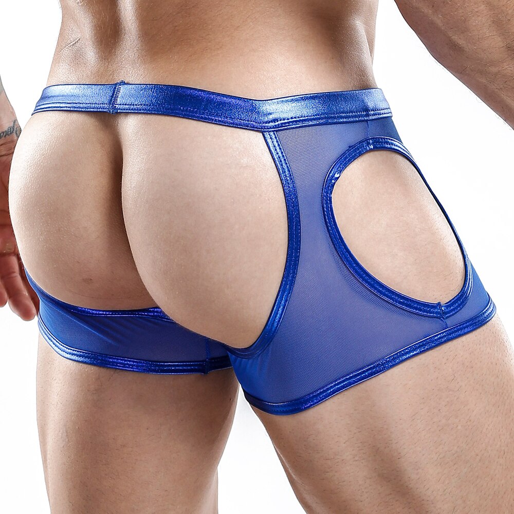 Mens Mami Jock Mesh Chaps with Open Cage Pouch Blue