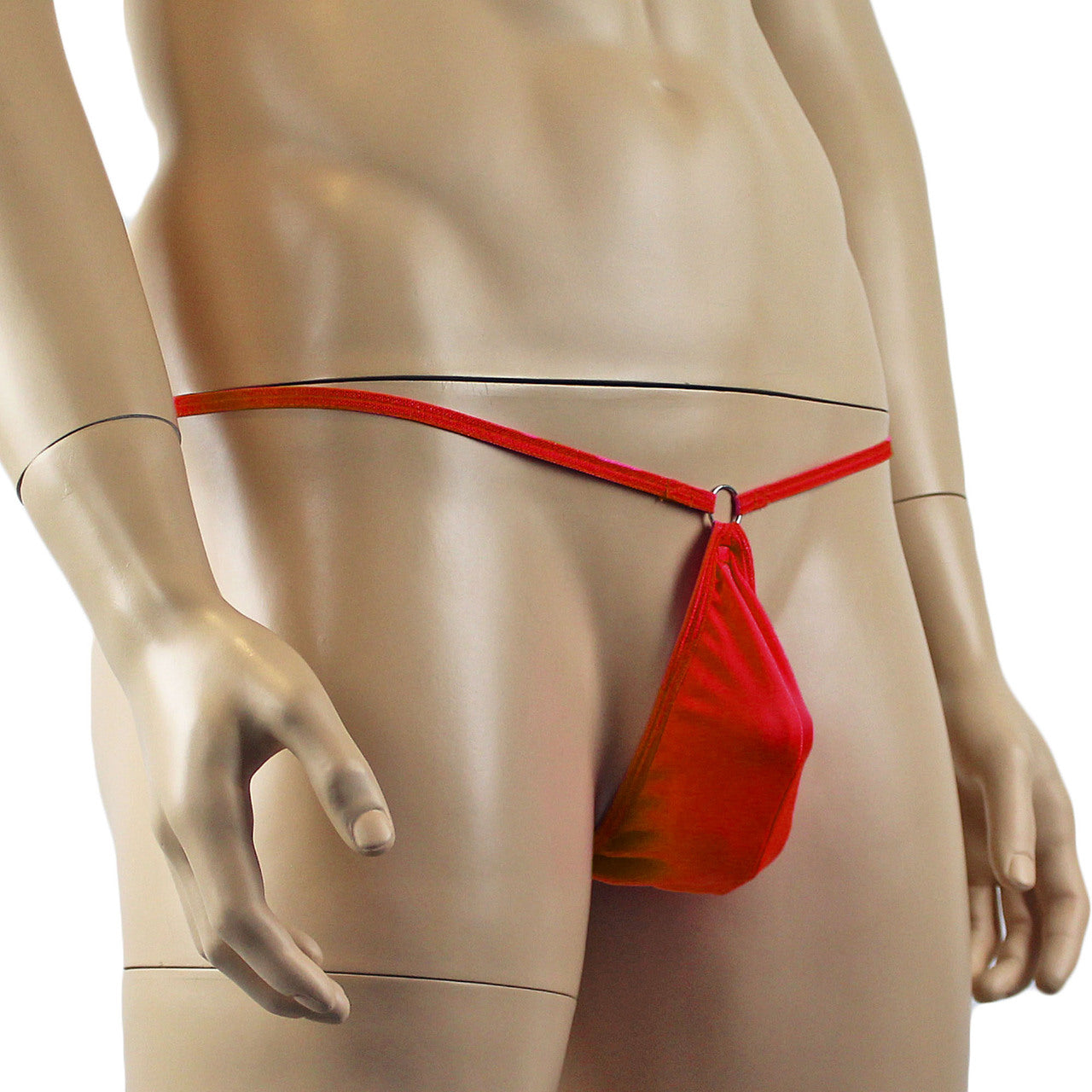 Mens Lycra Tear Drop Ball Bag Pouch with Ring (red plus other colours)