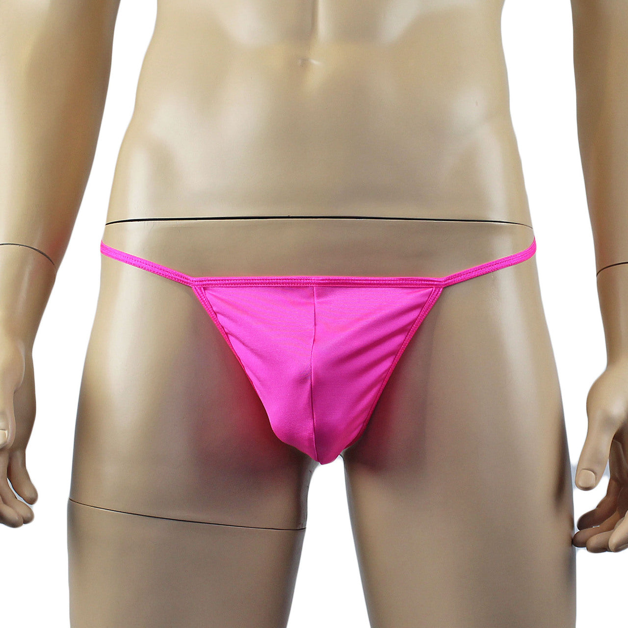 Mens Mick Keep It Simple Lycra Pouch G string Black with Thin Elastic Hot Pink