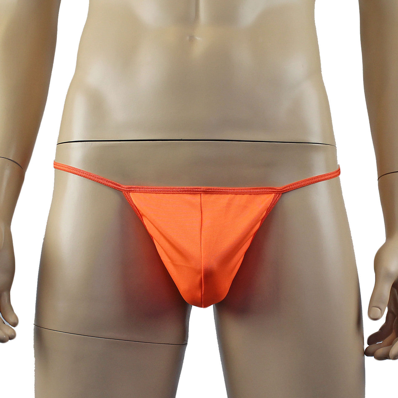 Mens Mick Keep It Simple Lycra Pouch G string Black with Thin Elastic Orange