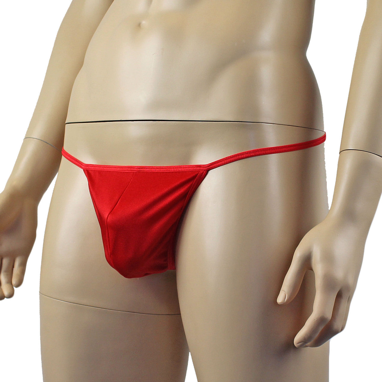 Mens Mick Keep It Simple Lycra Pouch G string Black with Thin Elastic Red