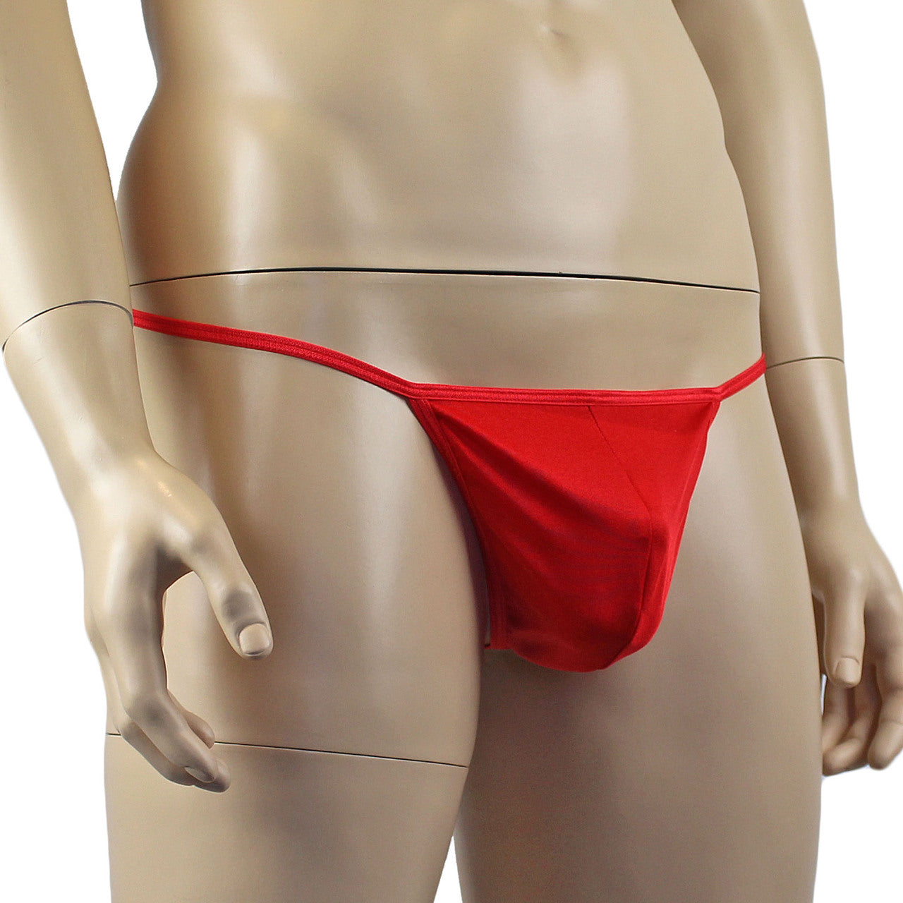 Mens Mick Keep It Simple Lycra Pouch G string Black with Thin Elastic Red