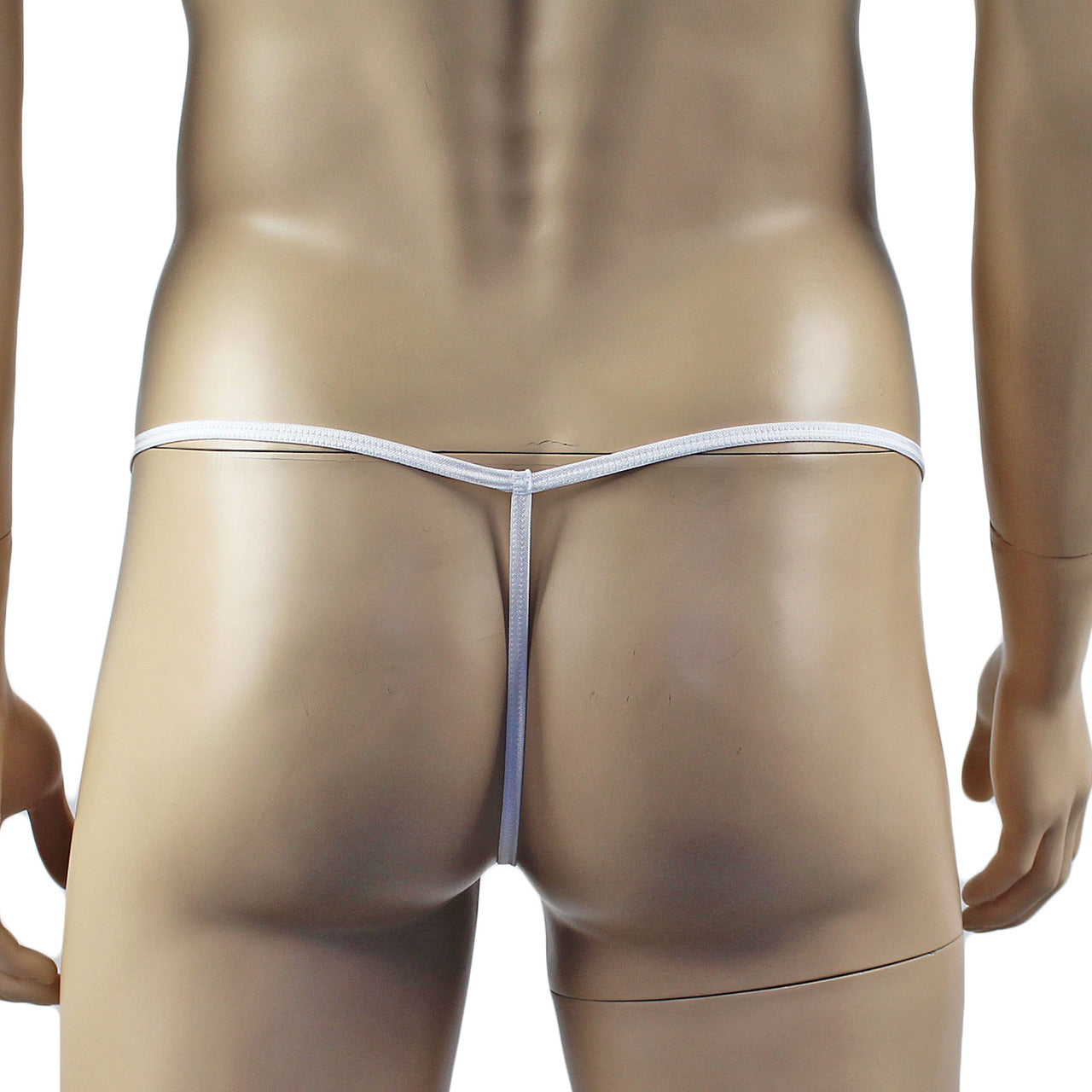 Mens Mick Keep It Simple Lycra Pouch G string Black with Thin Elastic White