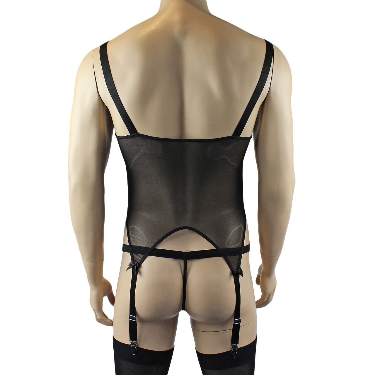 Mens Exotic Corset Top, G string & Stockings (black plus other colours)