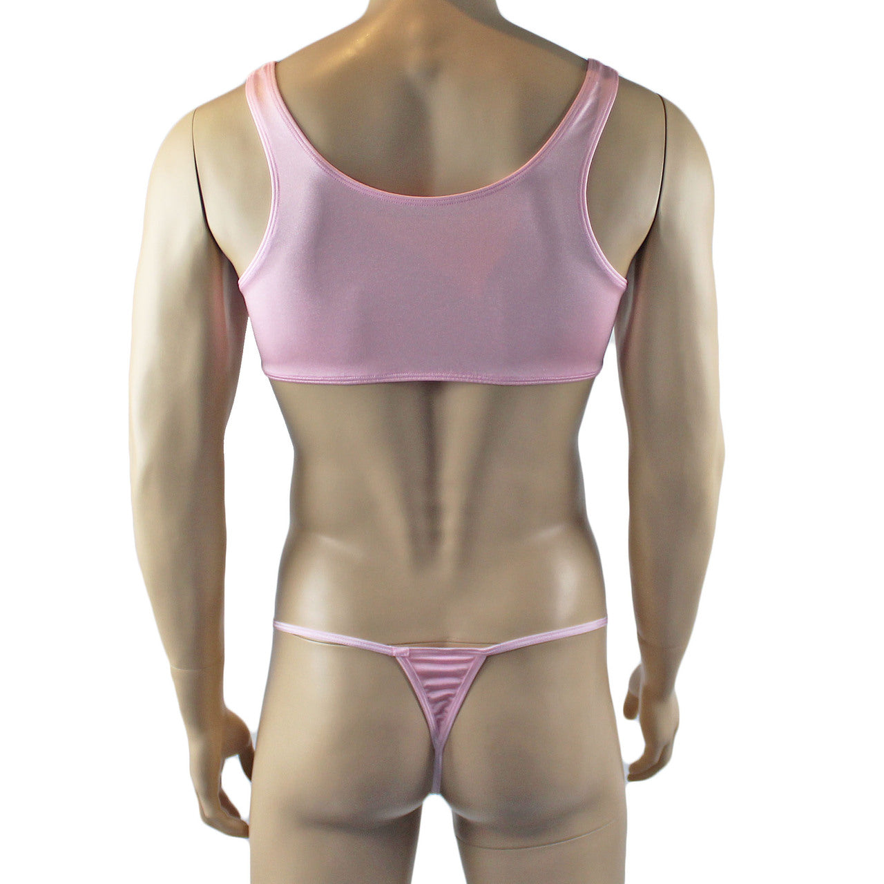 Male Lingerie Bra Top with V Lace front and Pouch G string (light pink plus other colours)