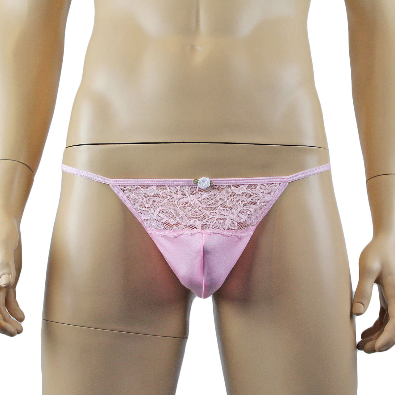 Male Lingerie Bra Top with V Lace front and Pouch G string (light pink plus other colours)