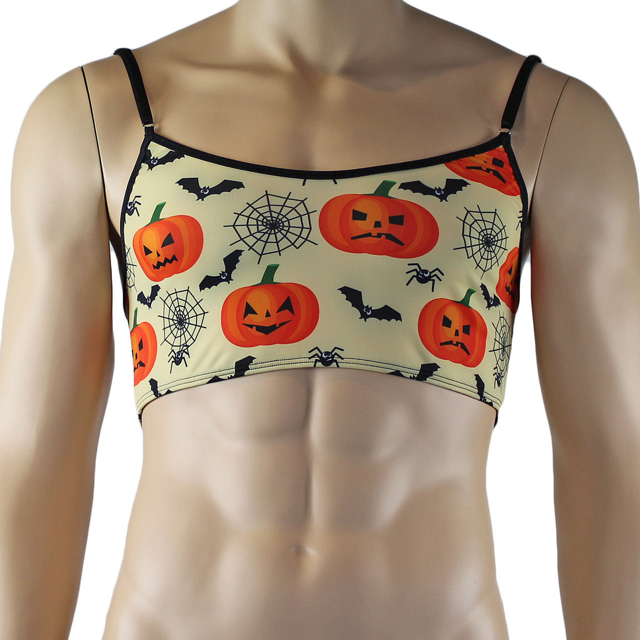 Mens Halloween Pumpkin Faces, Spiders and Bats Camisole Top