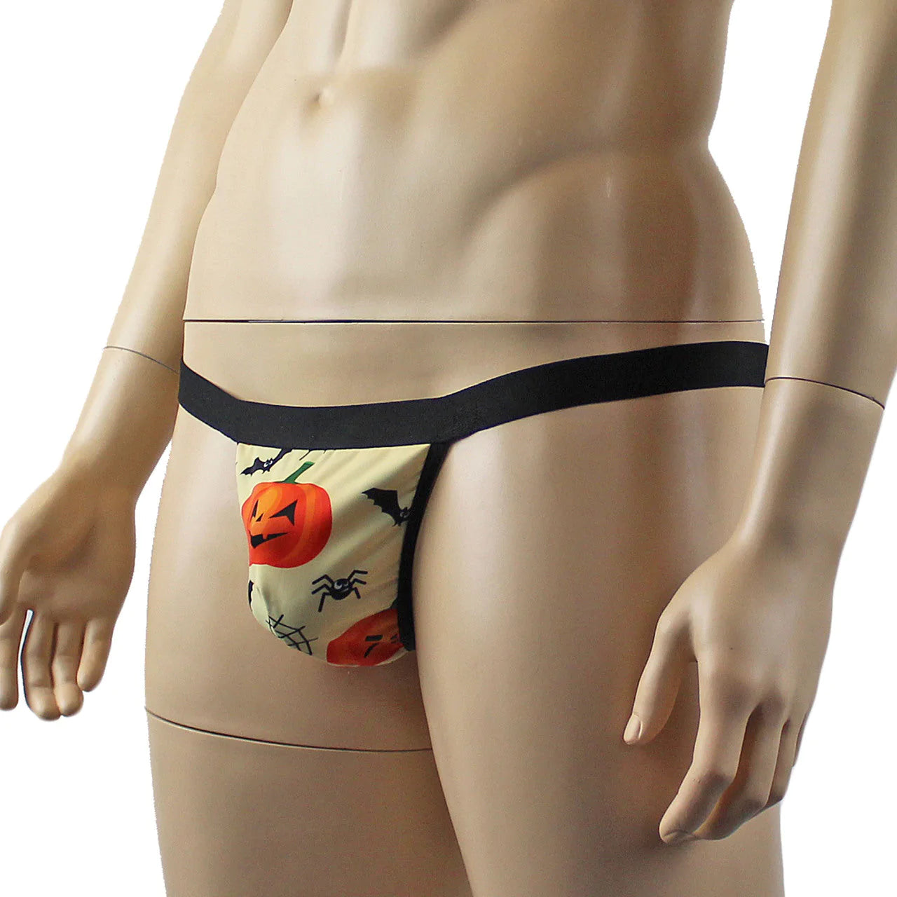 SALE - Mens Halloween Pumpkin Faces, Spiders and Bats G string Thong with Elastic Band