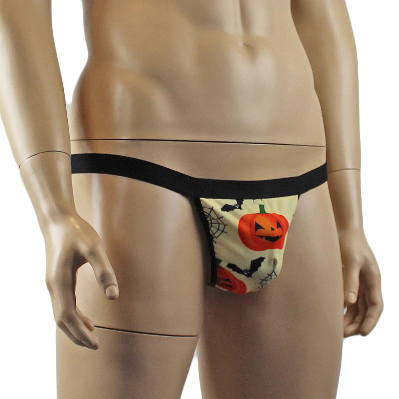 SALE - Mens Halloween Pumpkin Faces, Spiders and Bats G string Thong with Elastic Band