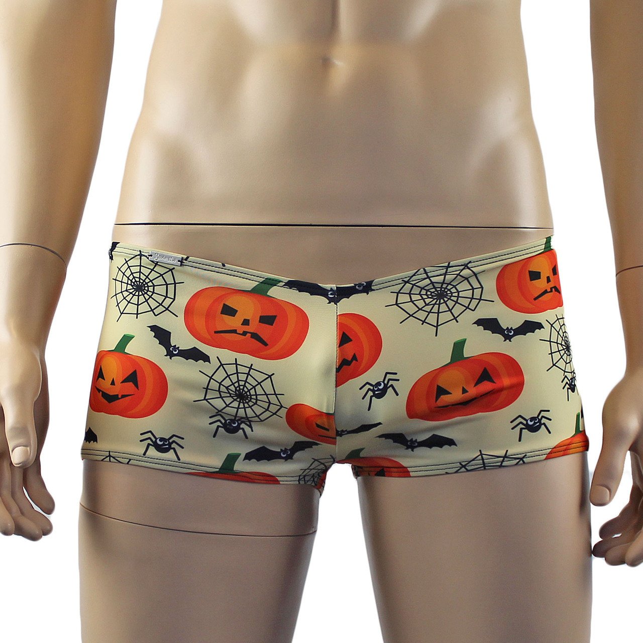 Halloween Mens Pumpkin Faces, Spiders and Bats Boxer Shorts