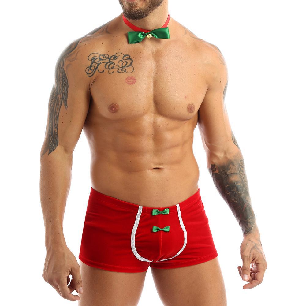 SALE - XMAS GIFT - Mens Sexy Christmas Costune Outfit, Santas Little Helper Red