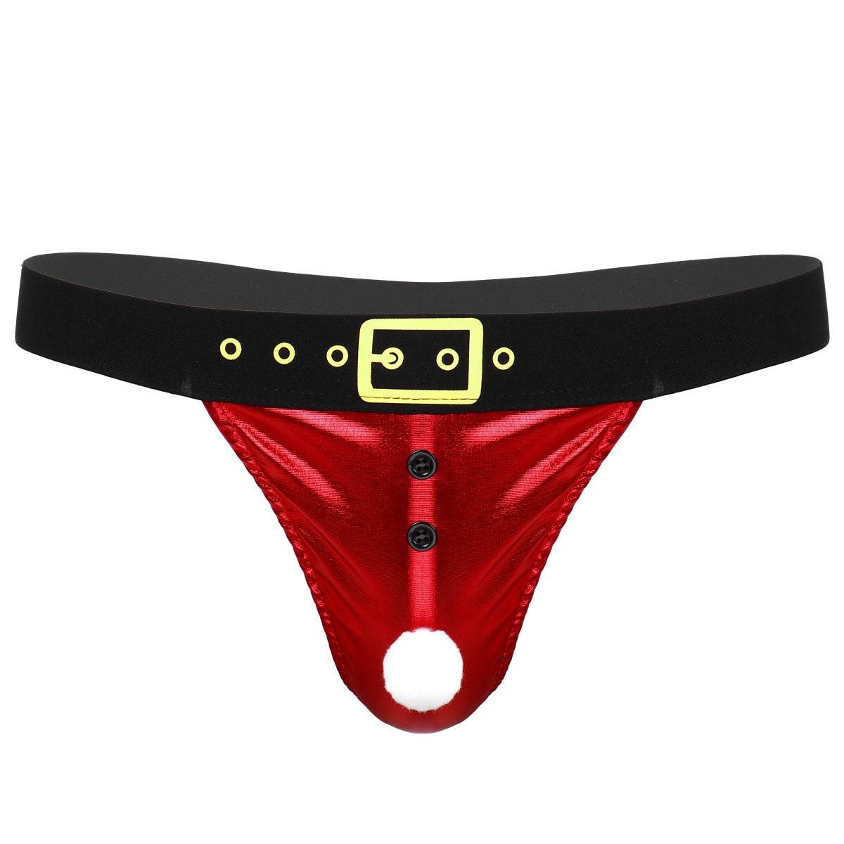 XMAS GIFT - Mens Christmas Santa Pouch Thong with Decoration Ball Red
