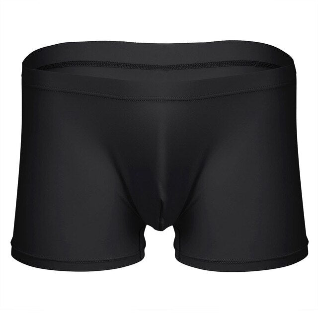 Mens Underwear Comfortable Sexy Silky Ice Silk Boxer Shorts Black