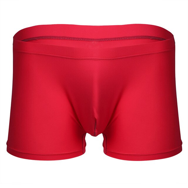 Mens Underwear Comfortable Sexy Silky Ice Silk Boxer Shorts Red