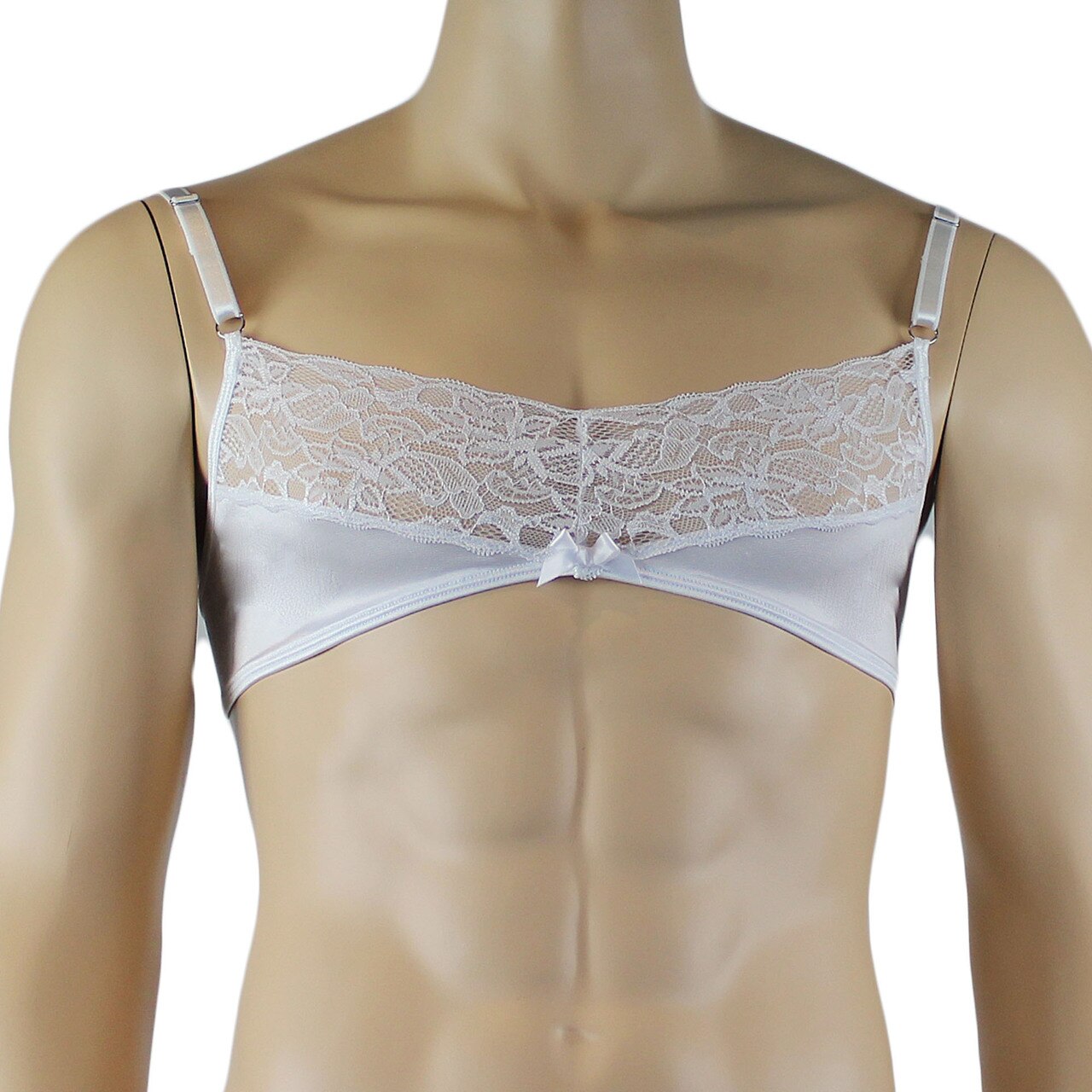 Male Romance Stretch Spandex Bra & Thong for Lingerie Men White or Black