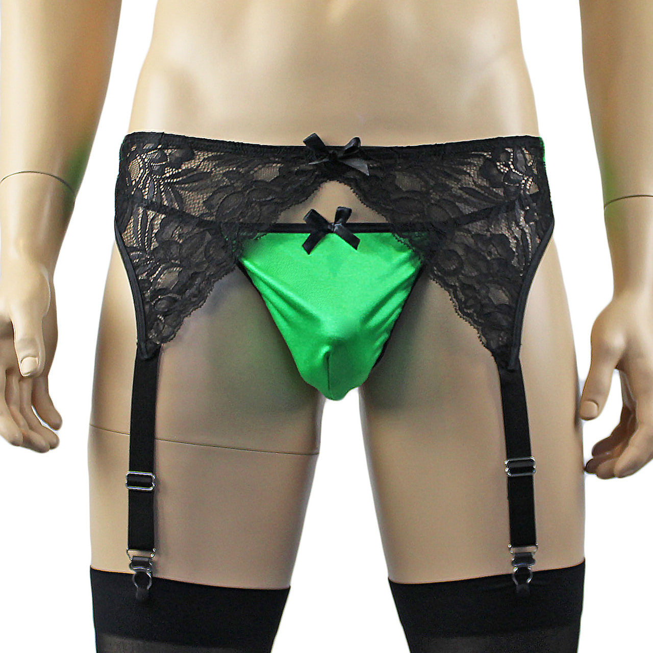 Mens Risque Garterbelt with Adjustable Garters (green and black plus other colours)