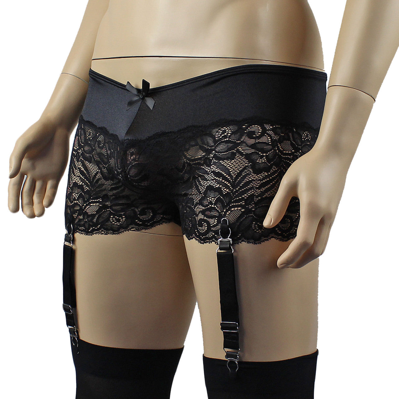 Mens Risque Boxer Briefs with Detachable Garters & Stockings (black and black plus other colours)