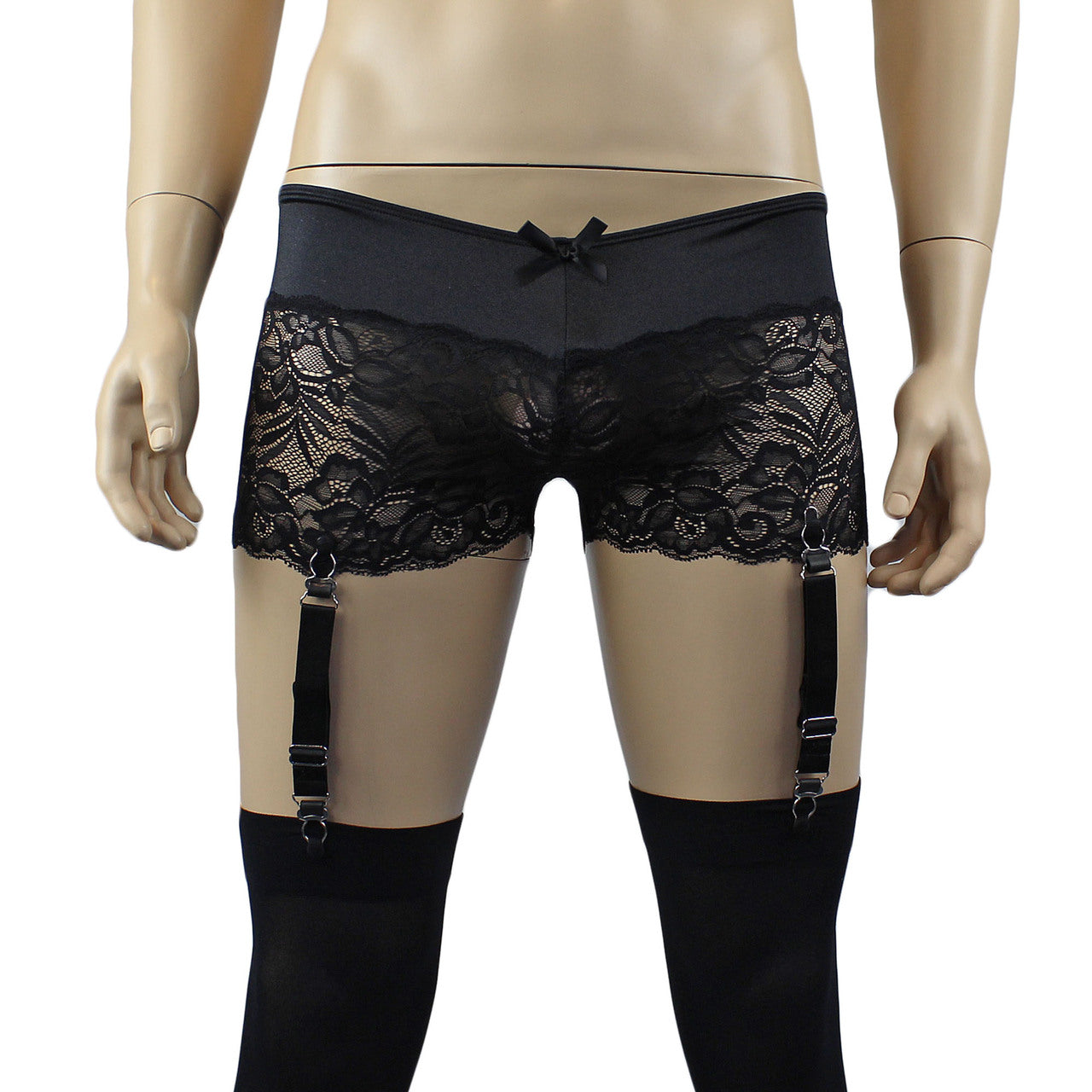 Mens Risque Boxer Briefs with Detachable Garters & Stockings (black and black plus other colours)