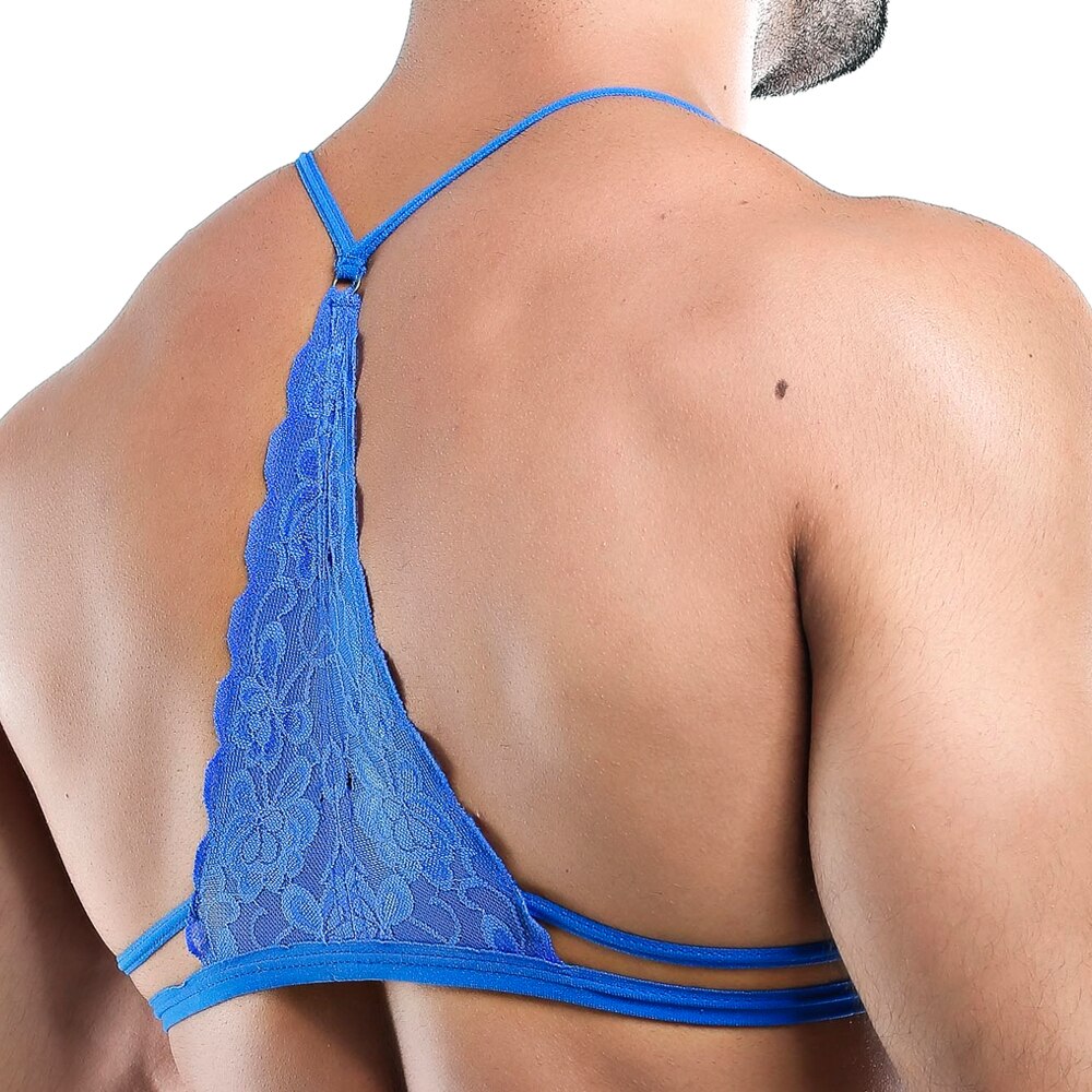 SALE - Mens Bra Top with Lace Active Back Blue