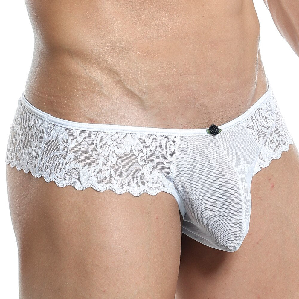 Mens Secret Male Mesh and Lace Panty White