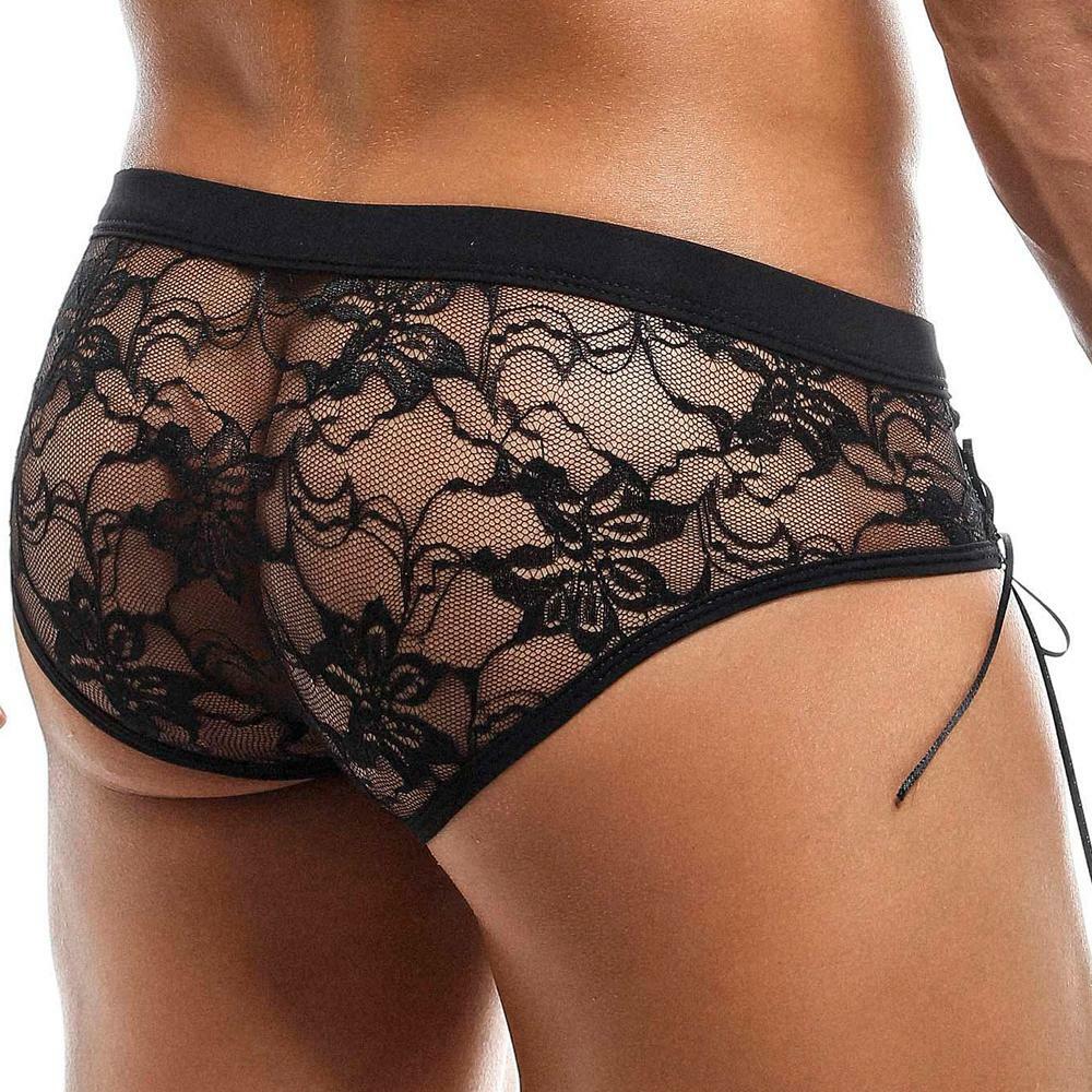 JCSTK - Secret Male Lace Brief for Men with Lace-up Sides Underwear Black