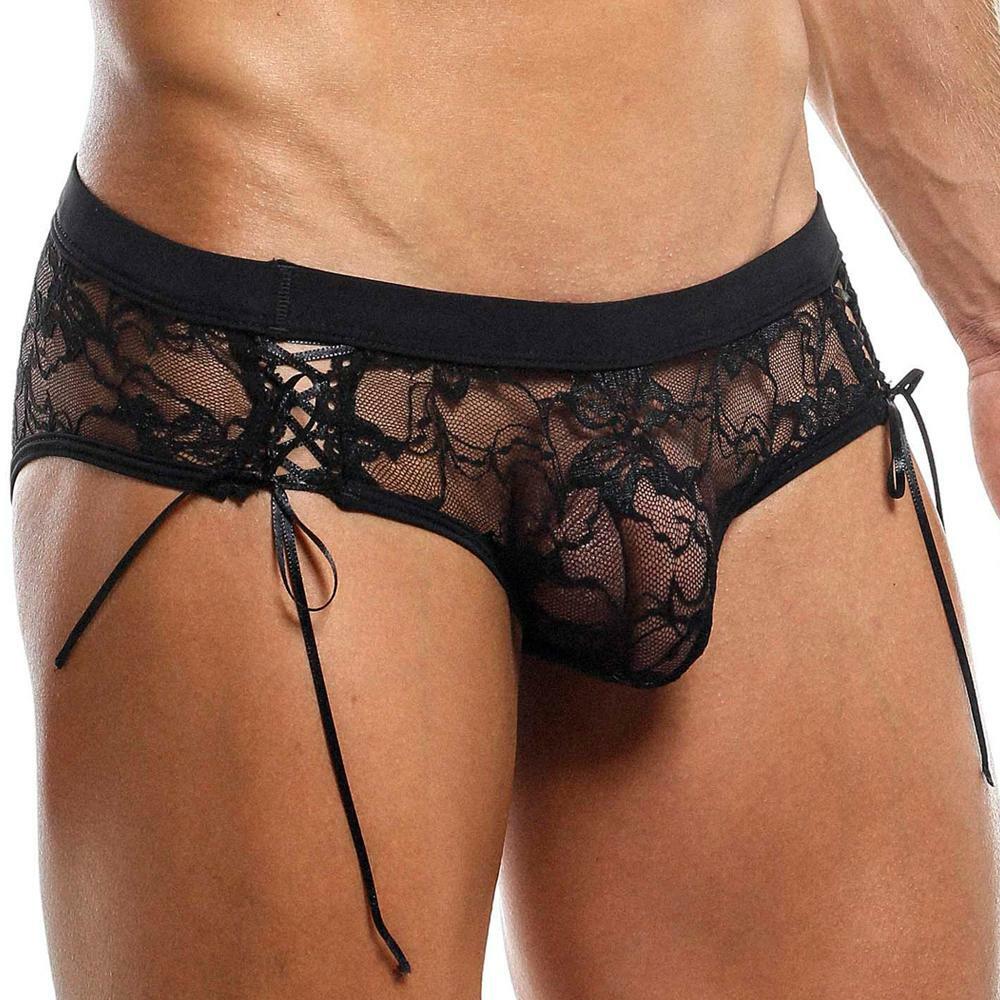 JCSTK - Secret Male Lace Brief for Men with Lace-up Sides Underwear Black