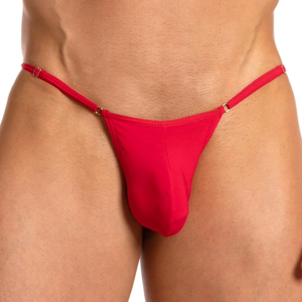 JCSTK - Mens Secret Male Slip Bikini Brief with Lace Back Red