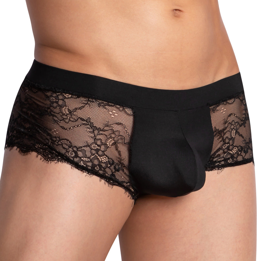 JCSTK - Secret Male Sissy Mesh Lace Bikini Boxer Briefs Black