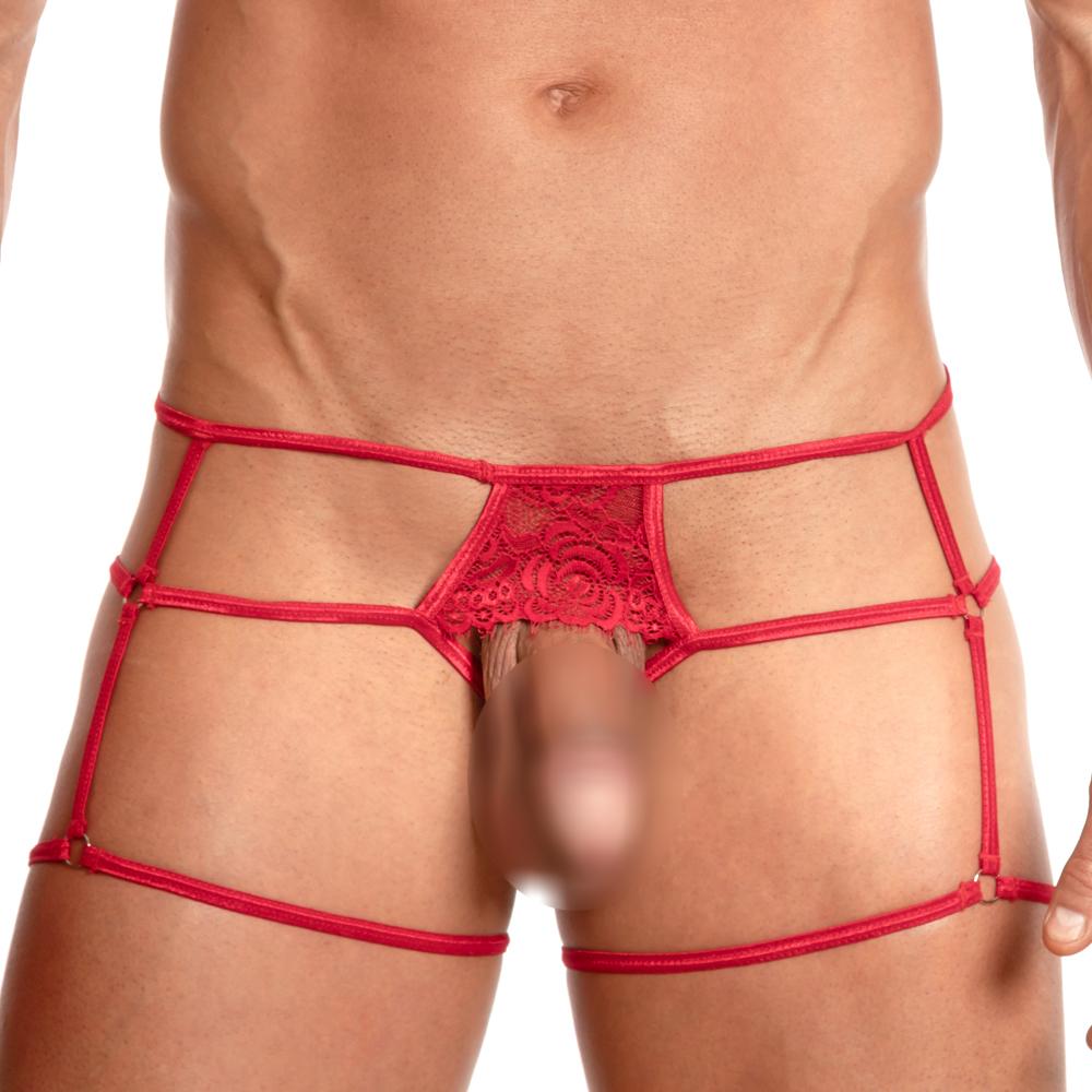 Mens Secret Male Escort Garterbelt Red