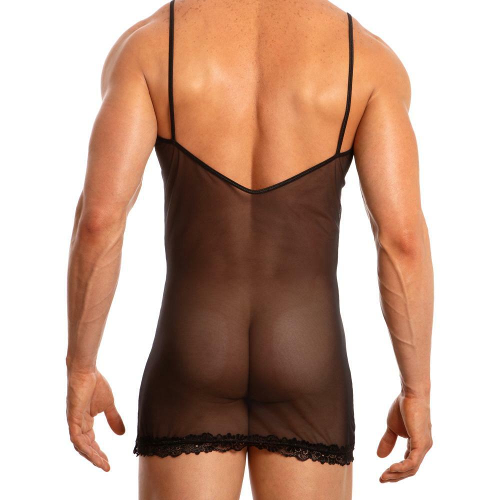 JCSTK - Mens Secret Male Sheer Mesh and Lace Babydoll Black