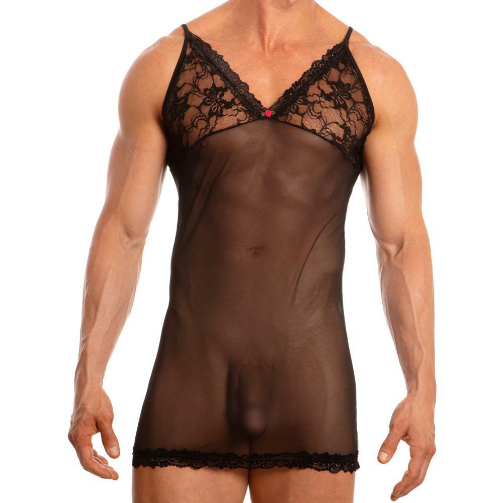 JCSTK - Mens Secret Male Sheer Mesh and Lace Babydoll Black