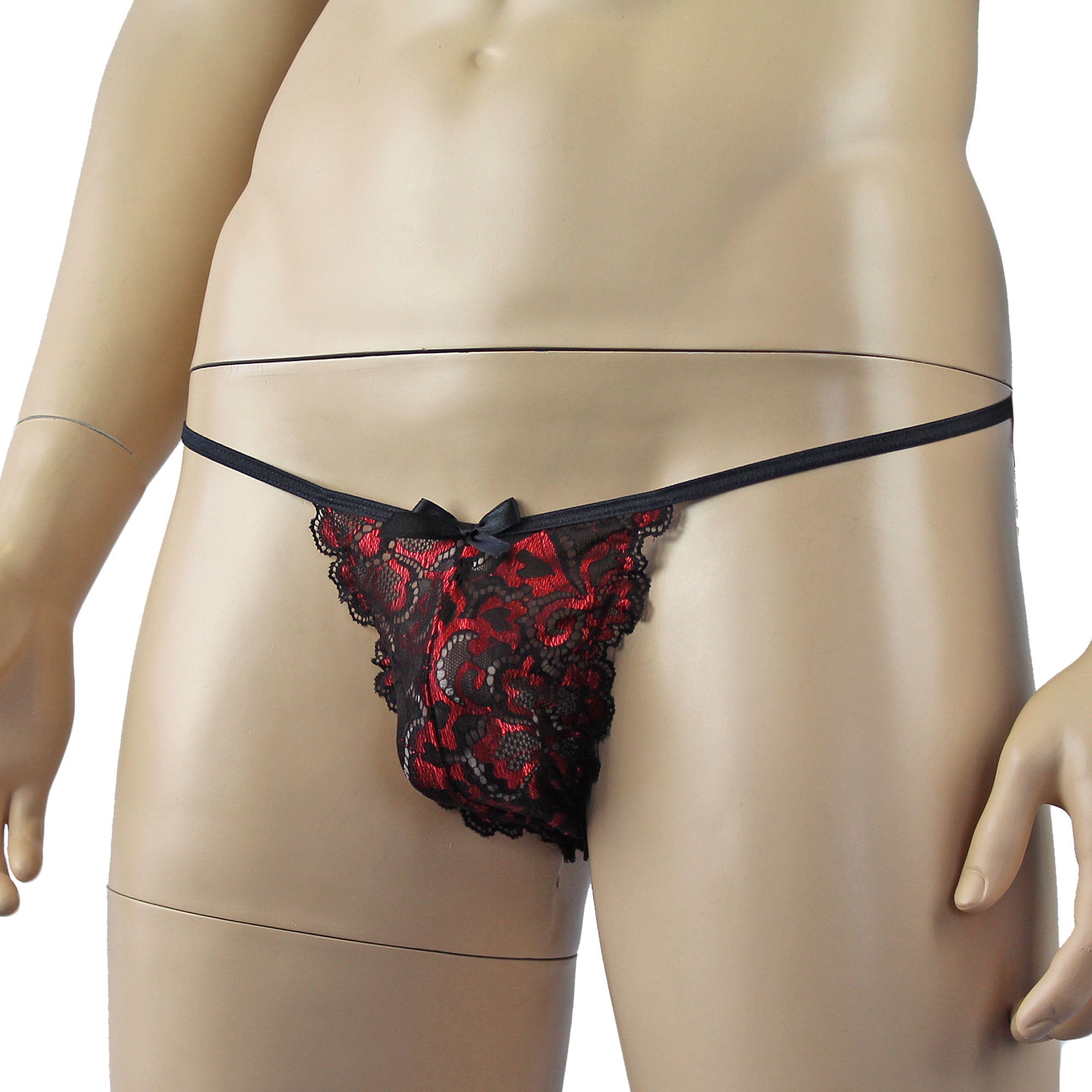 Mens Sweetheart Shiny Lace Pouch G string (red plus other colours)