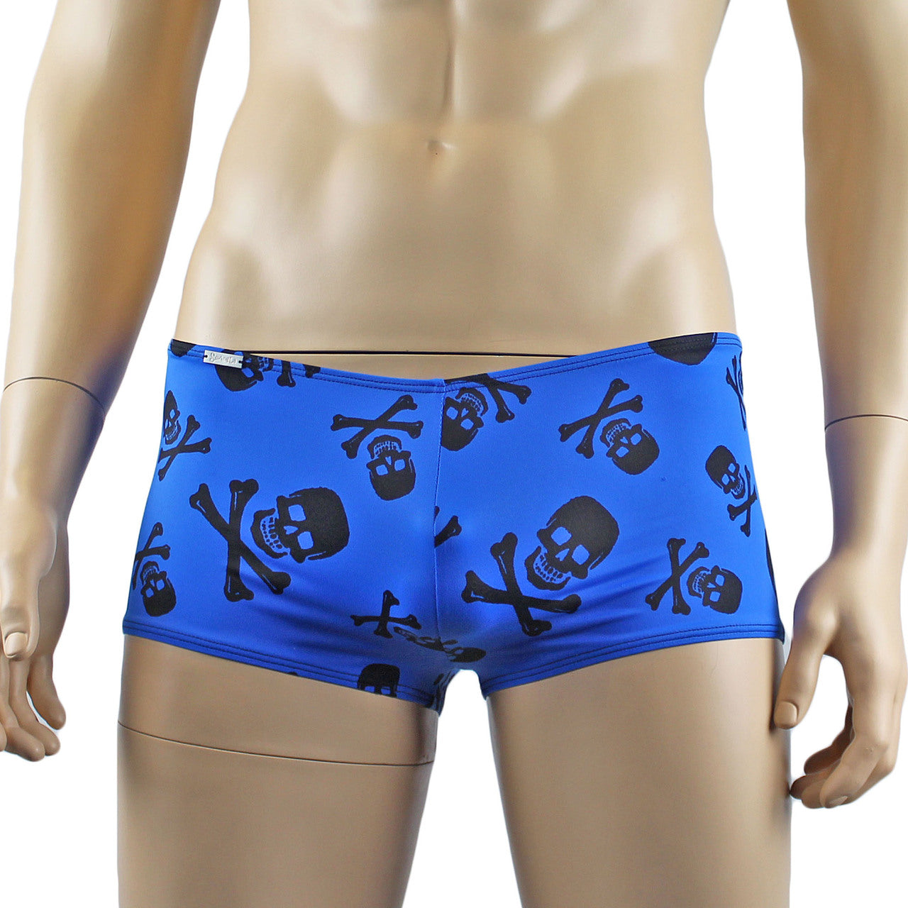 Mens Halloween Skull Boxer Briefs Hot Pants Mini Shorts Blue