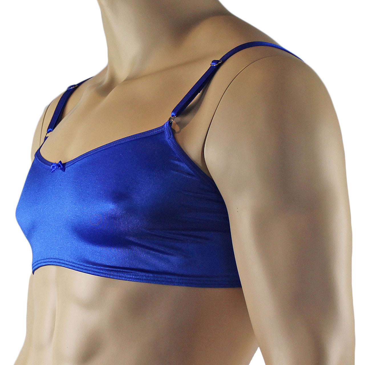 Mens Stretch Silky Satin Bra Top (blue plus other colours)