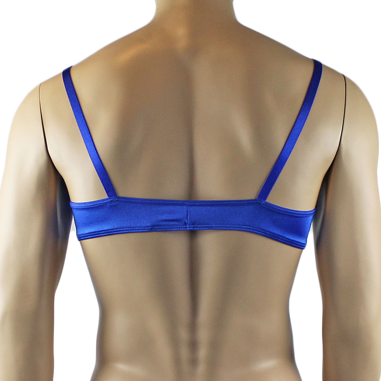 Mens Silky Satin Bra Top and Thong Lingerie (blue plus other colours)