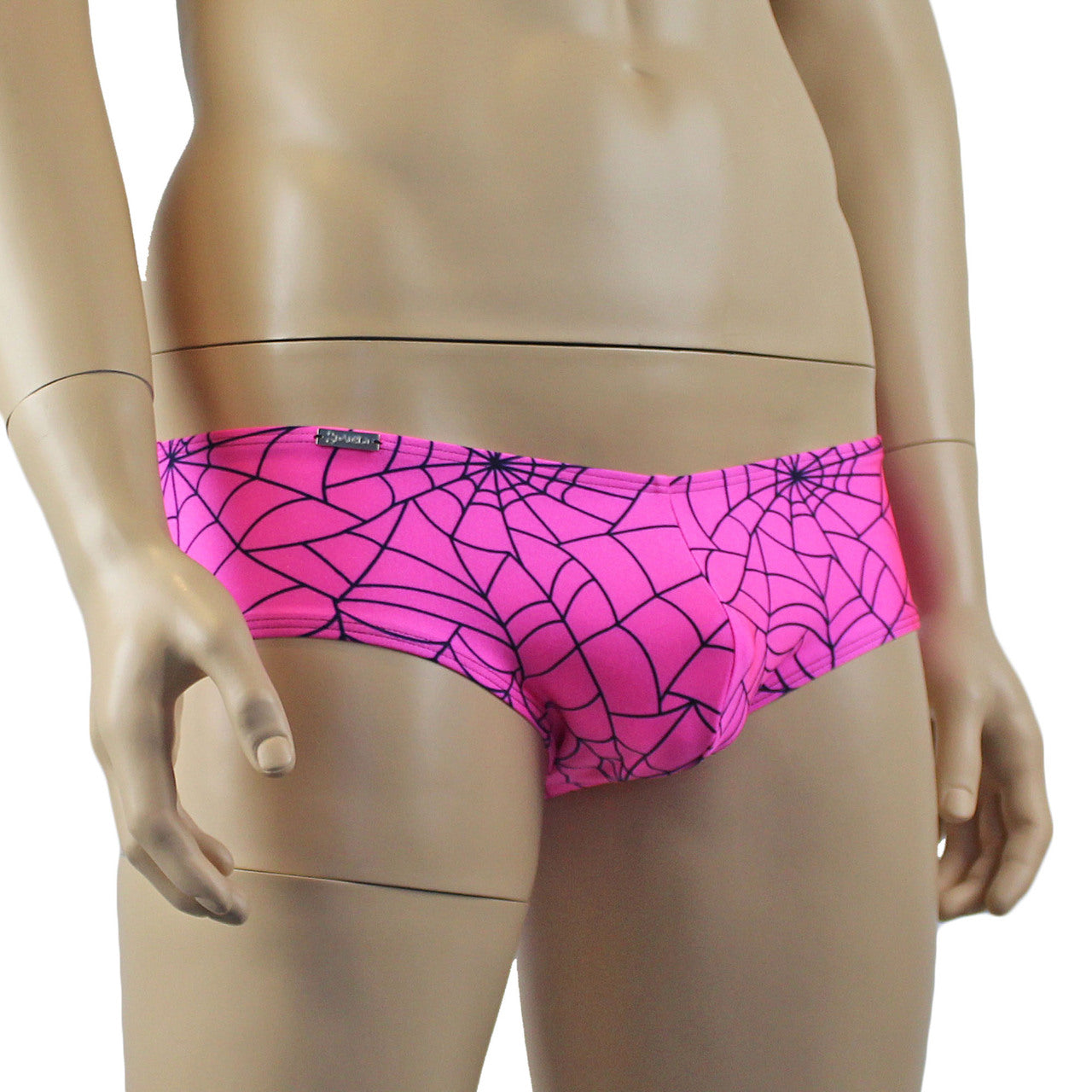 Mens Halloween Spooky Spider Web Mini Boxer Brief (pink & lime colours)