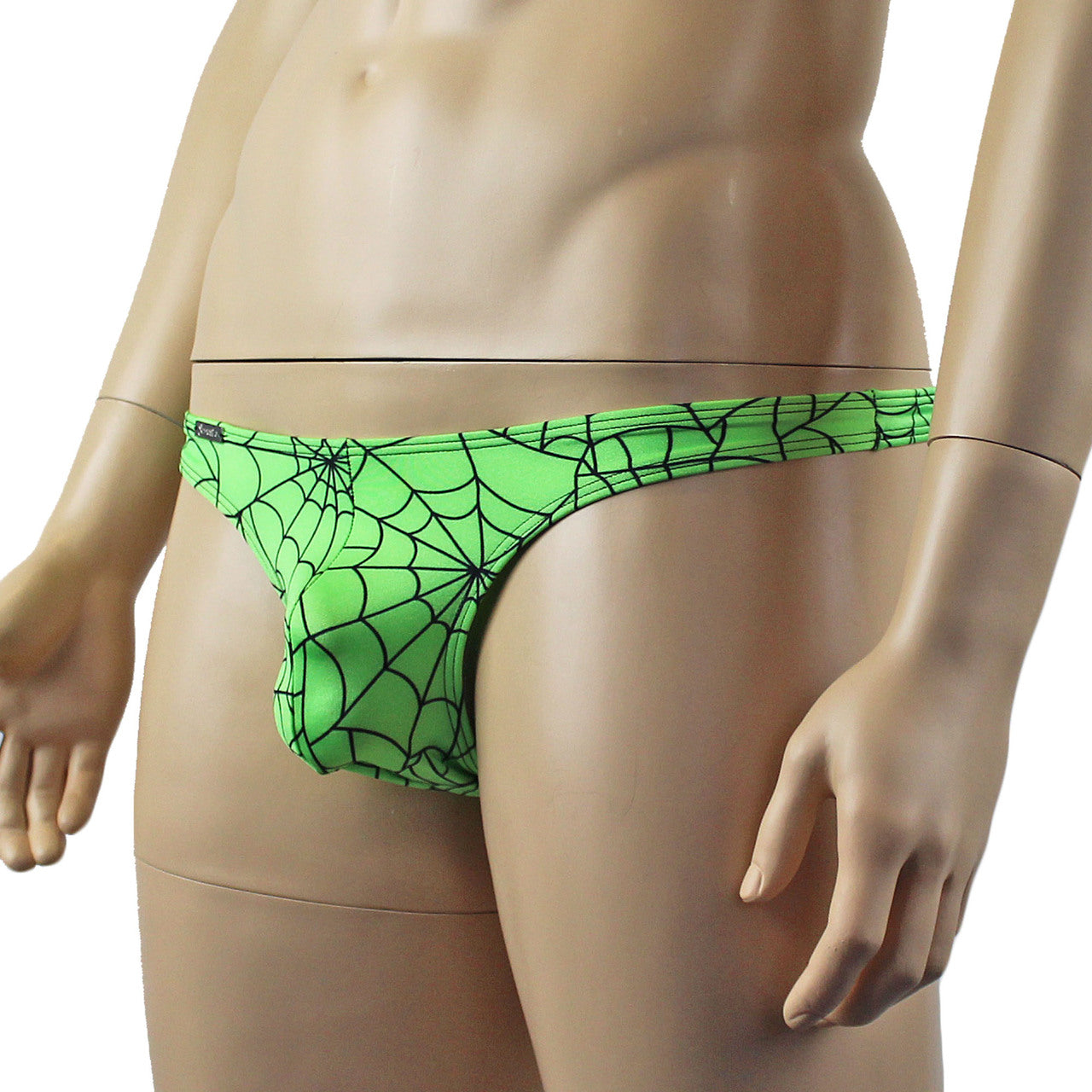 Mens Halloween Spooky Spider Web Mini Thong (lime & pink colours)